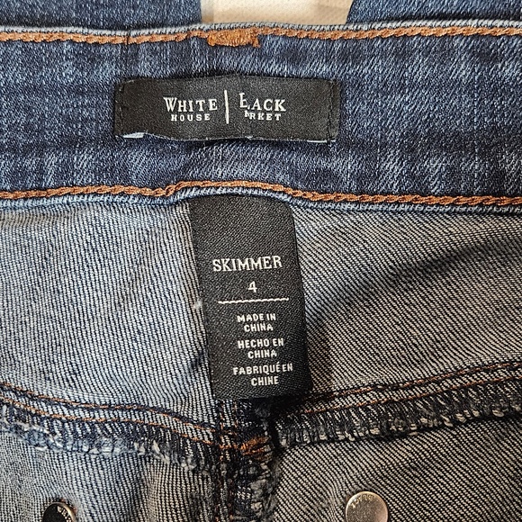 White House Black Market Jeans Womens 4 Blue Skimmer Skinny Faux Leather Trim - Picture 4 of 9